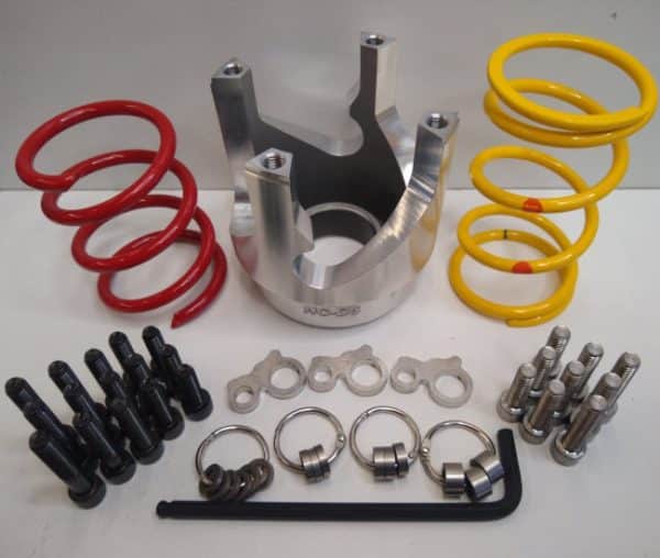 A set of springs and clutch kits for a motorcycle.